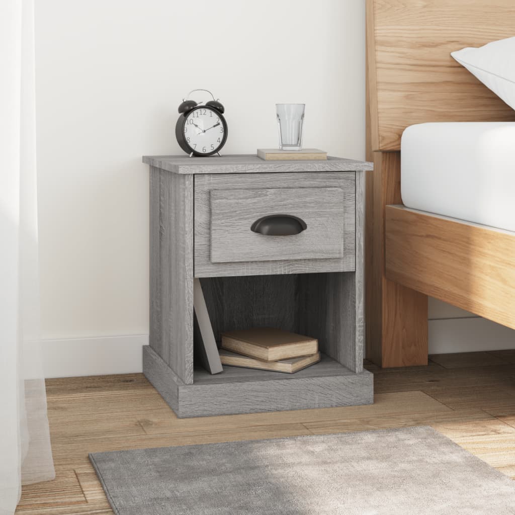 Vetonek Mesita de noche madera contrachapada gris Sonoma 39x39x47,5 cm