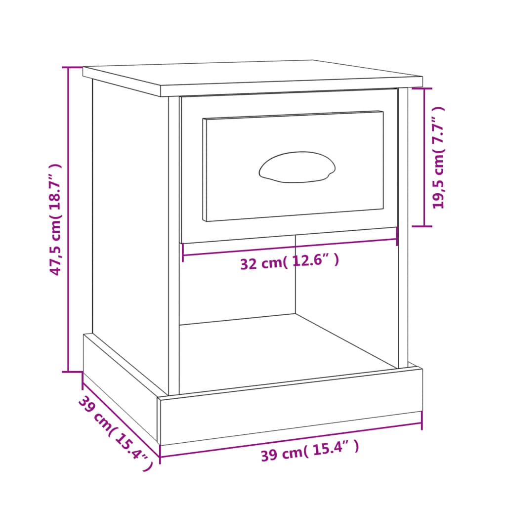 Sonoma Grey Wood Night Table 39x39x47.5 cm