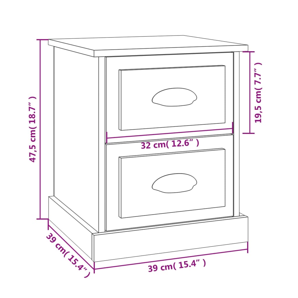 Sonoma Grey Wood Night Table 39x39x47.5 cm