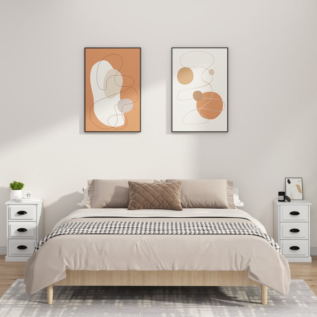 Mesita de noche madera blanca 39x39x67 cm - Vetonek