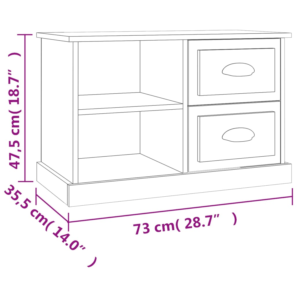 White wood tv furniture 73x35,5x47.5 cm