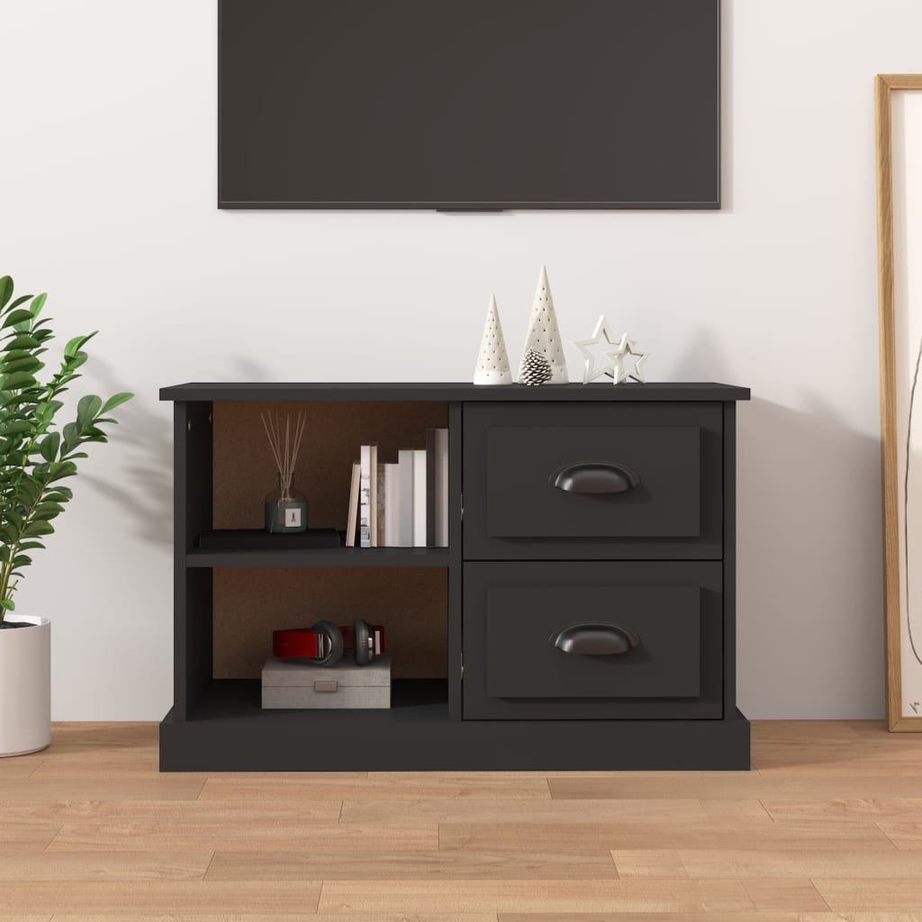 Vetonek Mueble para TV madera contrachapada negro 73x35,5x47,5 cm