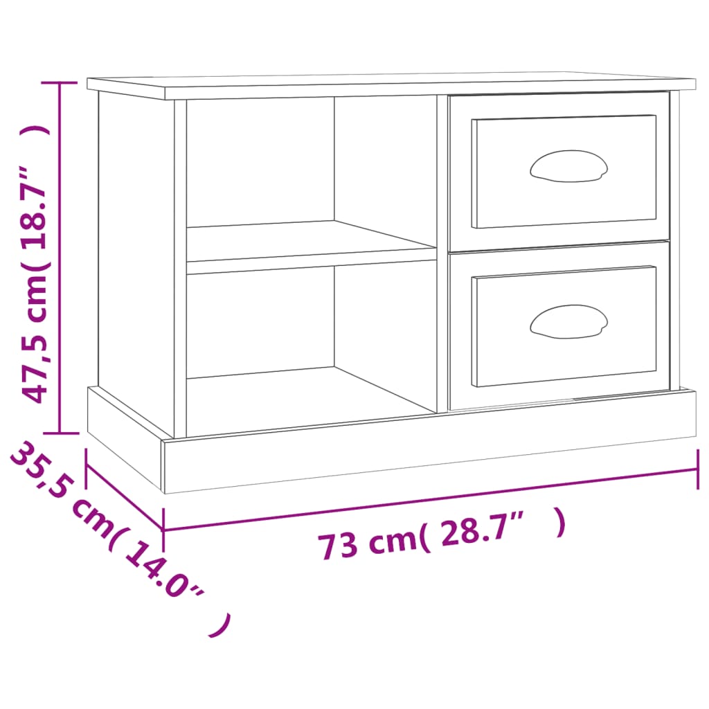 Mueble de TV madera contrachapada roble marrón 73x35,5x47,5 cm