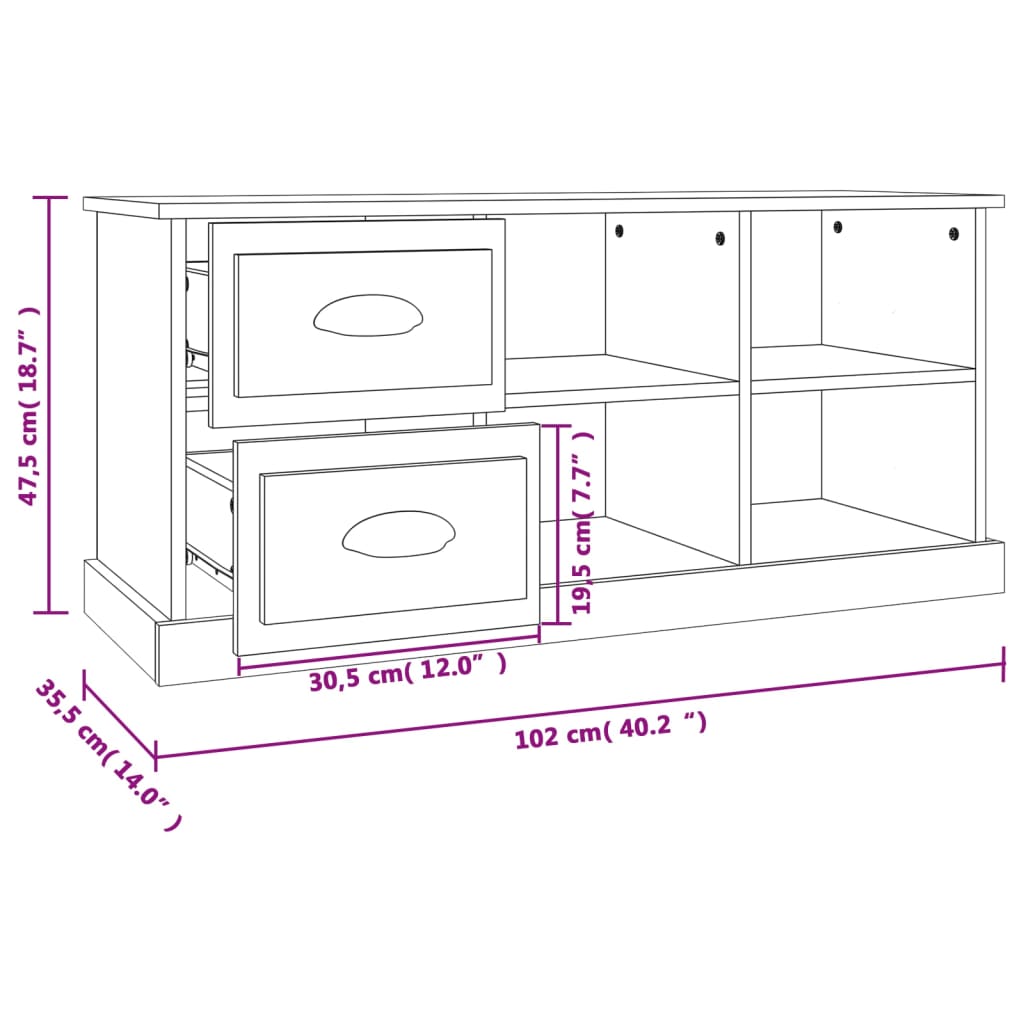 Mueble de TV madera negro 102x35,5x47,5 cm vidaXL