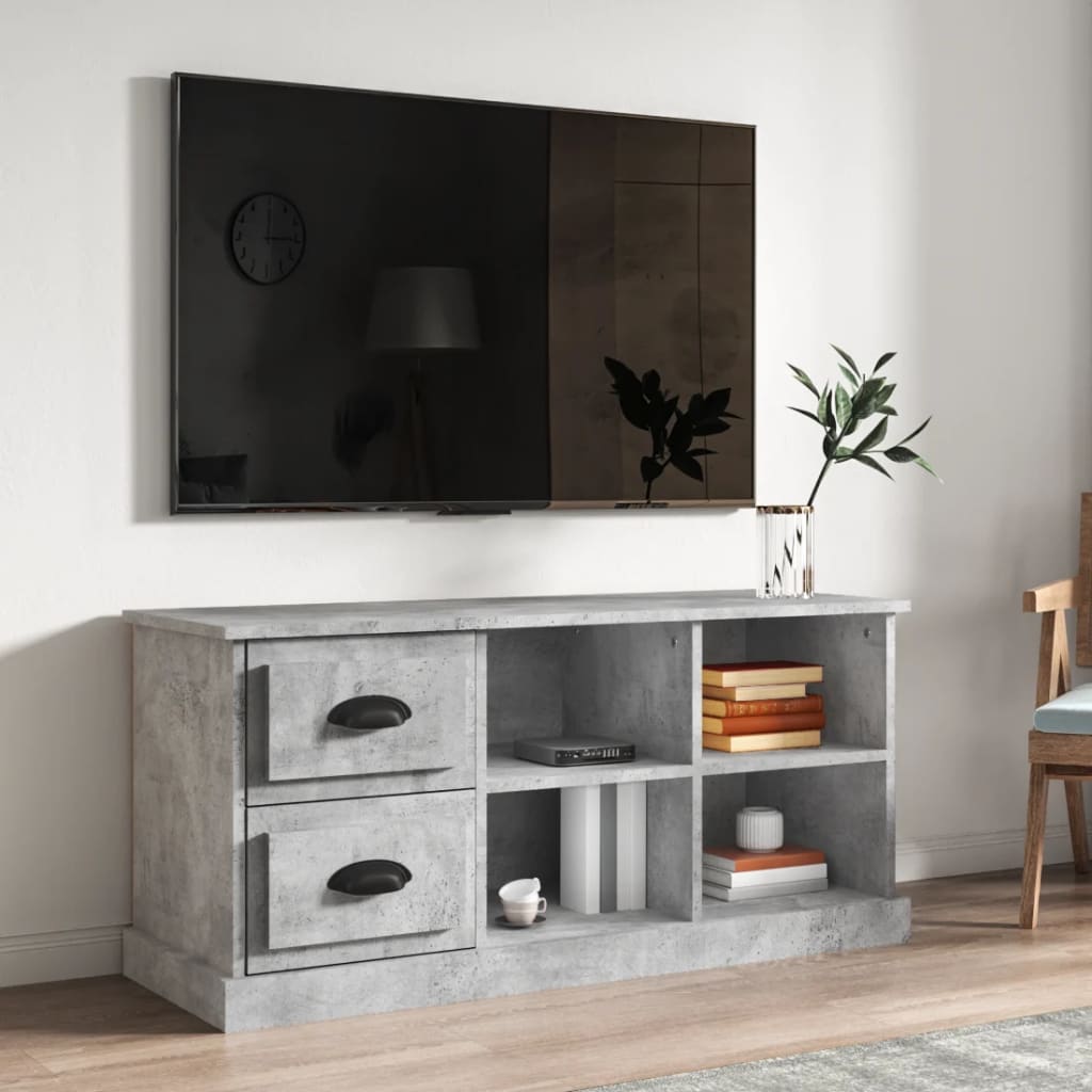 Vetonek Mueble de TV madera contrachapada gris hormigón 102x35,5x47,5cm