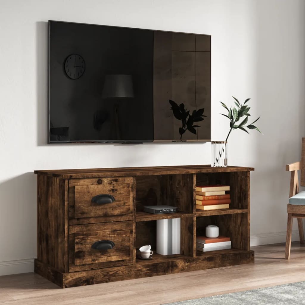 Vetonek Mueble de TV madera contrachapada roble ahumado 102x35,5x47,5cm