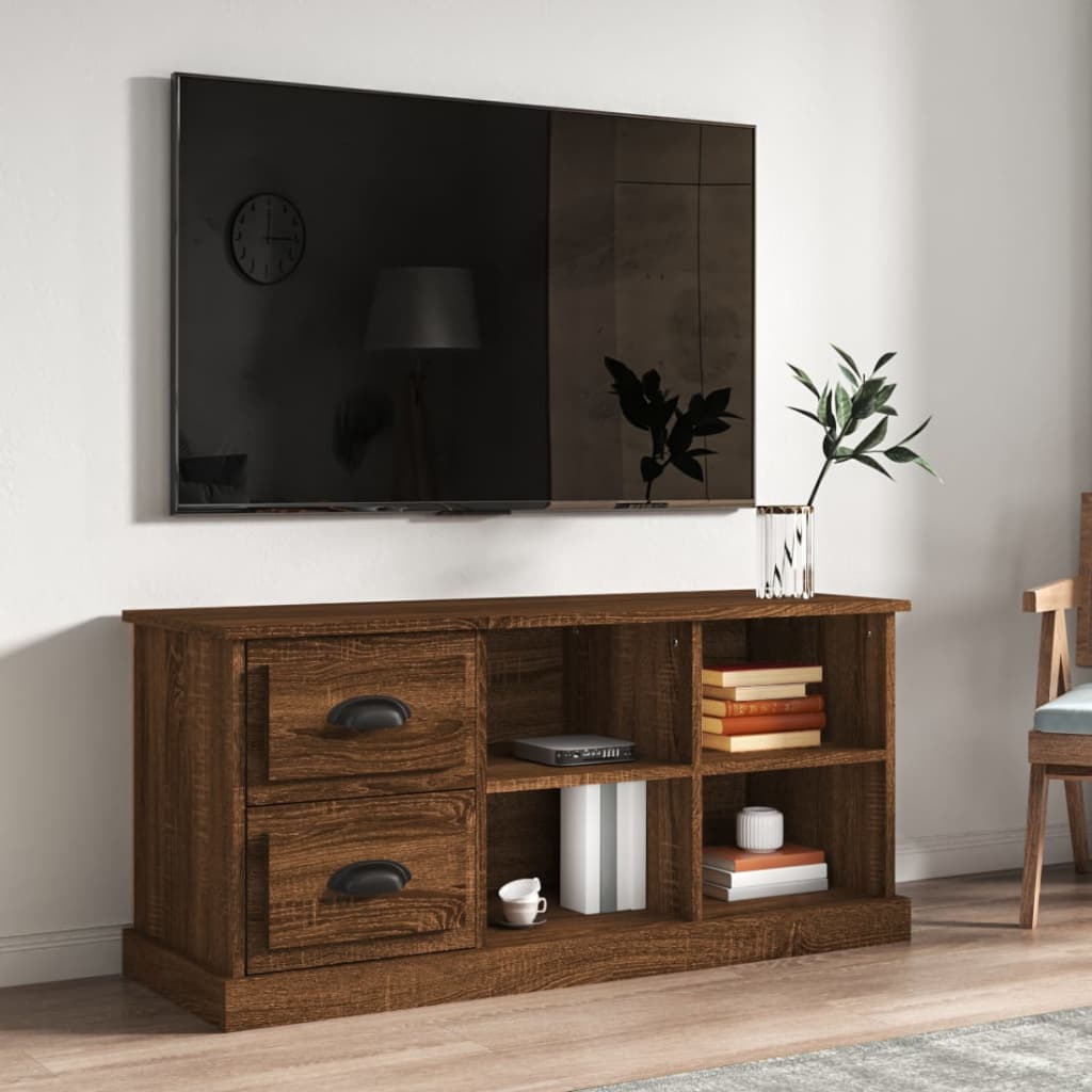 Vetonek Mueble de TV madera contrachapada marrón roble 102x35,5x47,5 cm