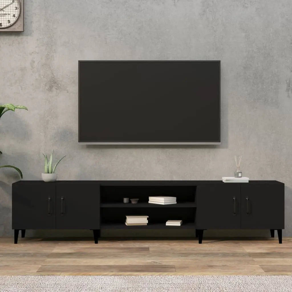 Vetonek Mueble de TV madera contrachapada negro 180x31,5x40 cm