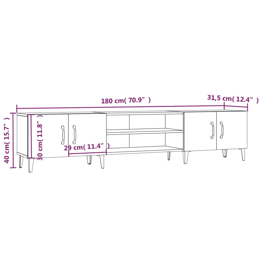 Mueble para TV madera roble Sonoma 180x31,5x40 cm