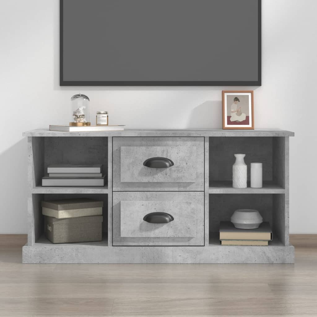 Vetonek Mueble de TV madera contrachapada gris hormigón 99,5x35,5x48 cm