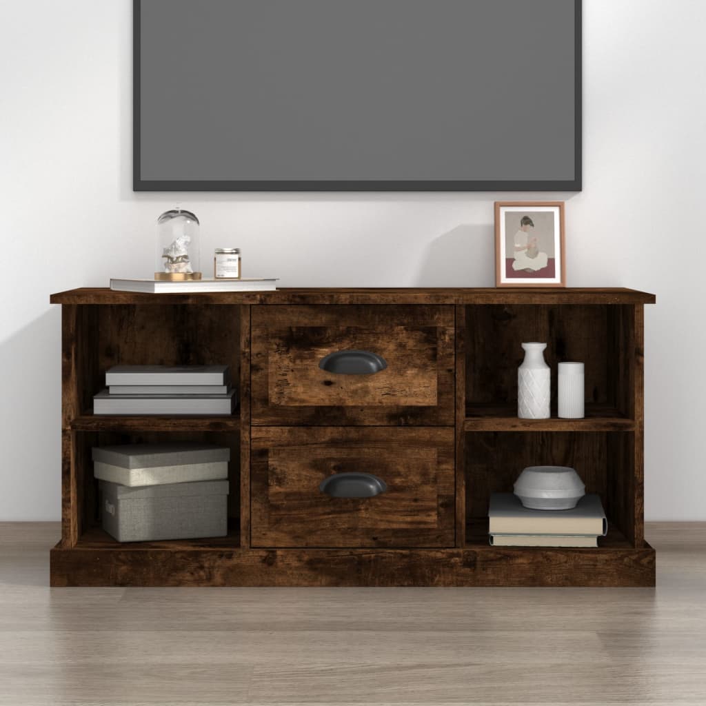 Vetonek Mueble de TV madera contrachapada roble ahumado 99,5x35,5x48 cm