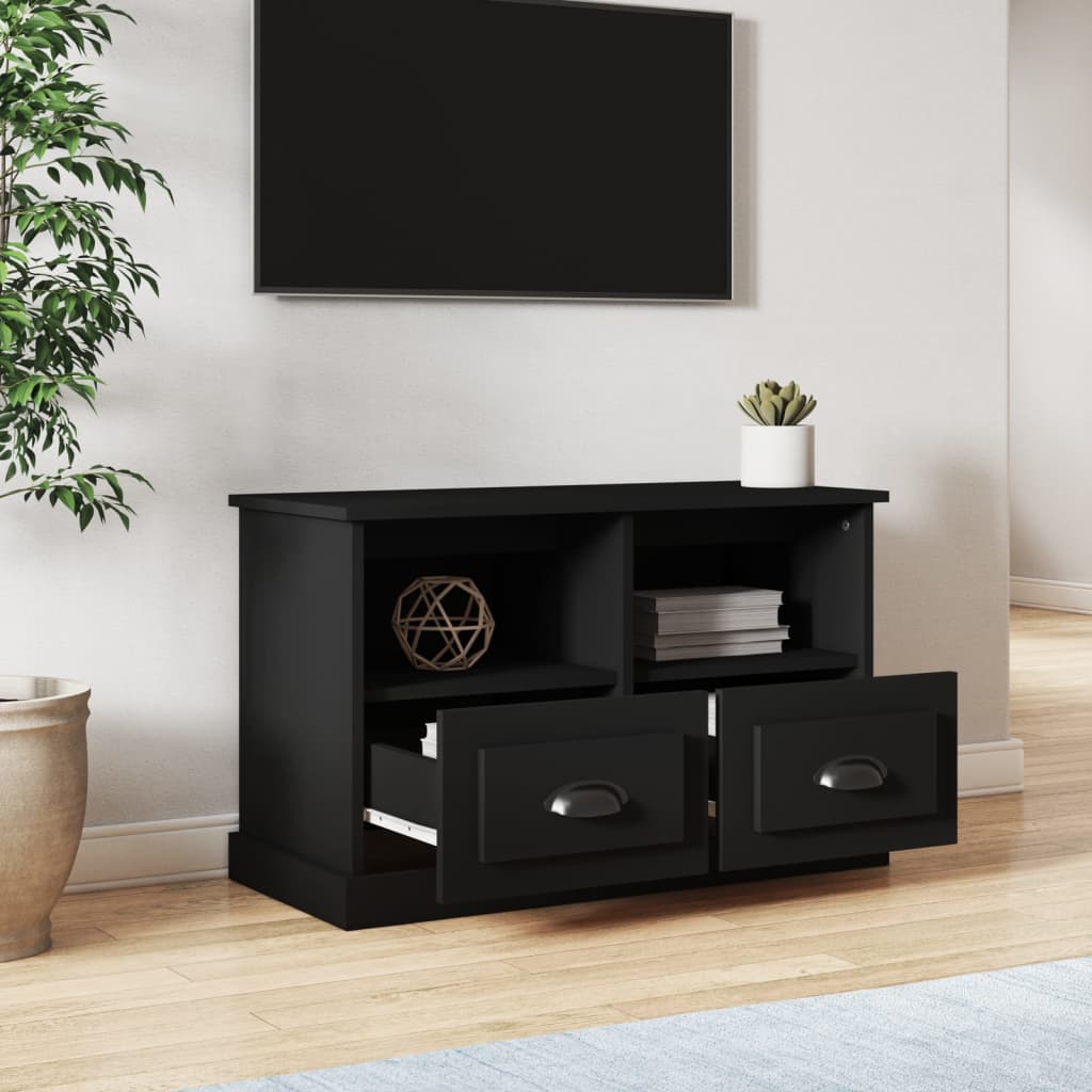 Mueble para TV madera negro 80x35x50 cm