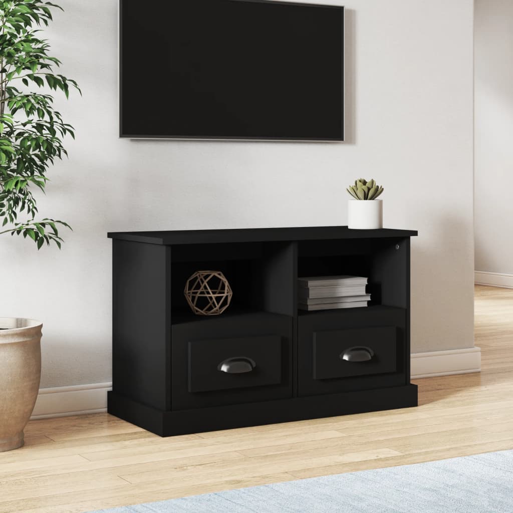 Vetonek Mueble para TV madera contrachapada negro 80x35x50 cm