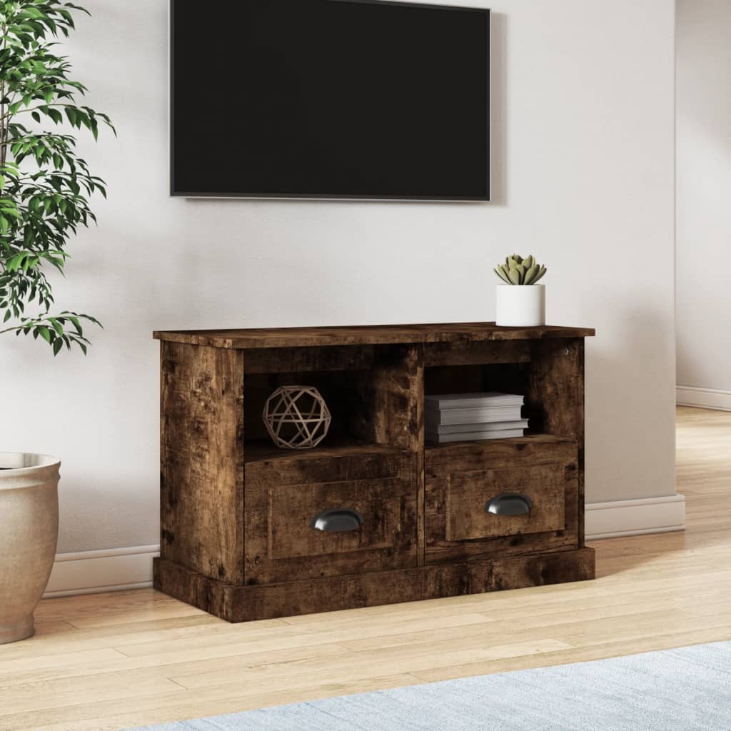 Vetonek Mueble para TV madera contrachapada roble ahumado 80x35x50 cm