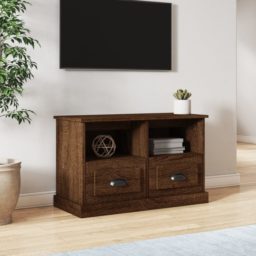 Vetonek Mueble para TV madera contrachapada marrón roble 80x35x50 cm