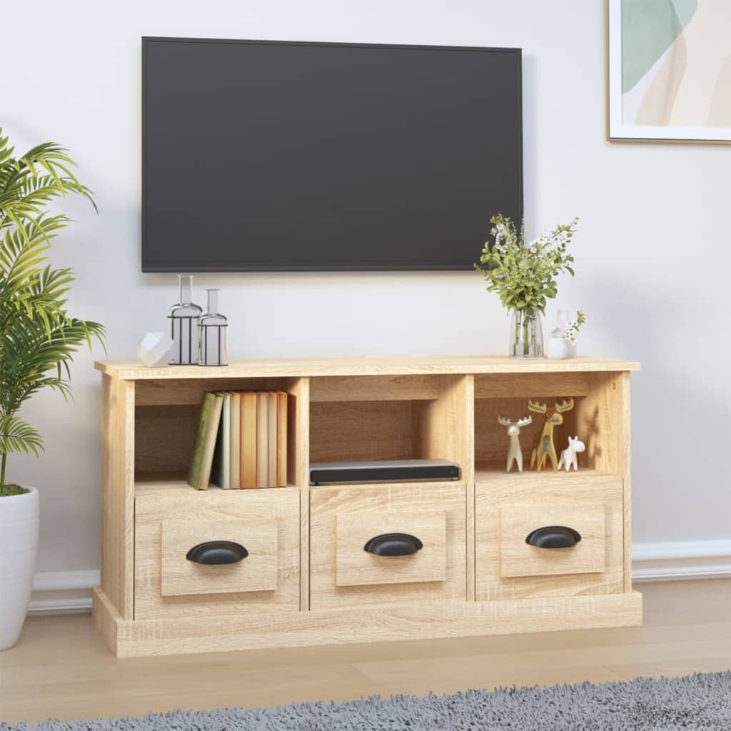 Vetonek Mueble para TV madera contrachapada roble Sonoma 100x35x50 cm