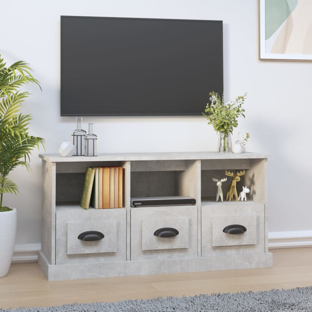 Vetonek Mueble para TV madera contrachapada gris hormigón 100x35x50 cm