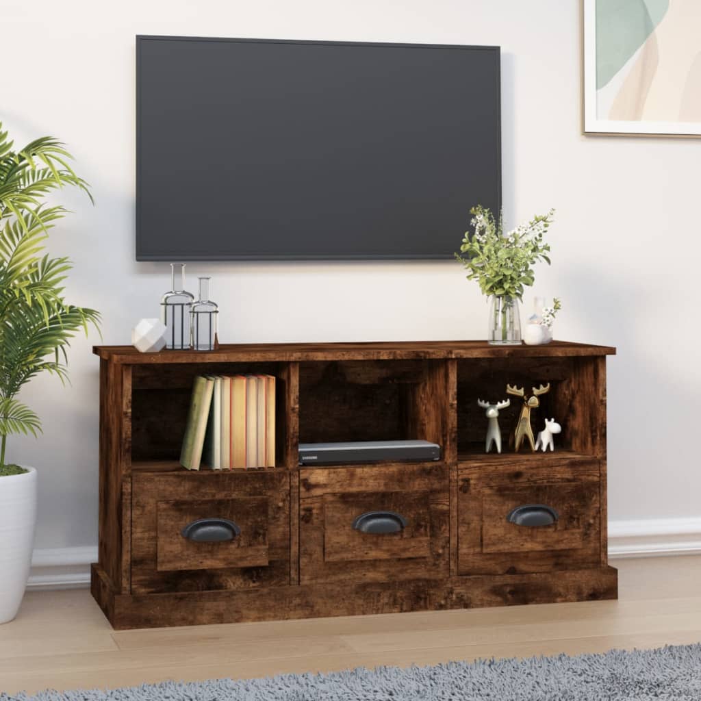 Vetonek Mueble para TV madera contrachapada roble ahumado 100x35x50 cm