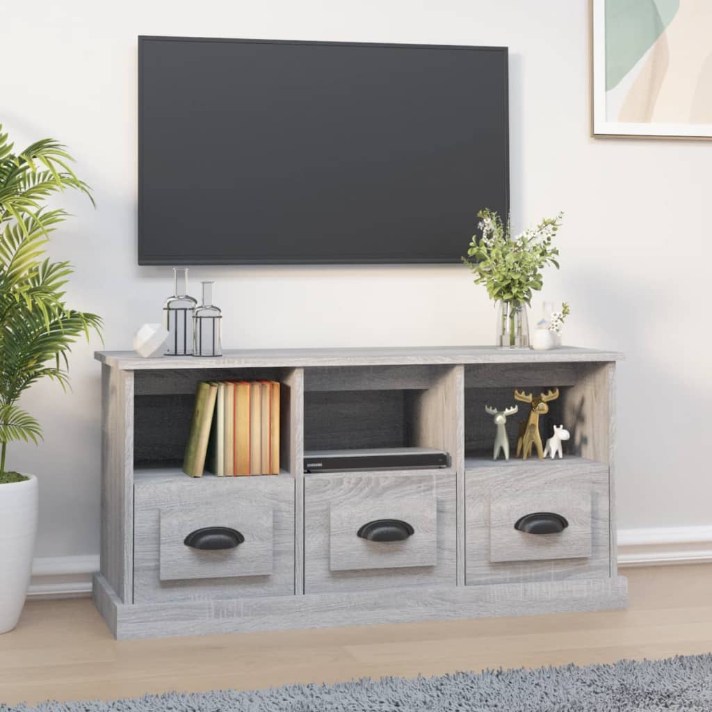 Vetonek Mueble para TV madera contrachapada gris Sonoma 100x35x50 cm