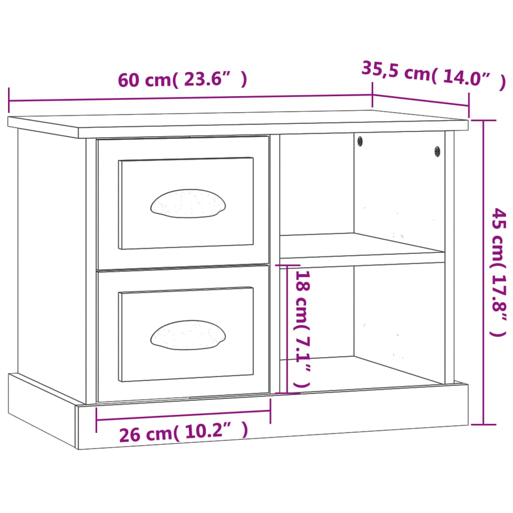 Black night table 60x35.5x45 cm