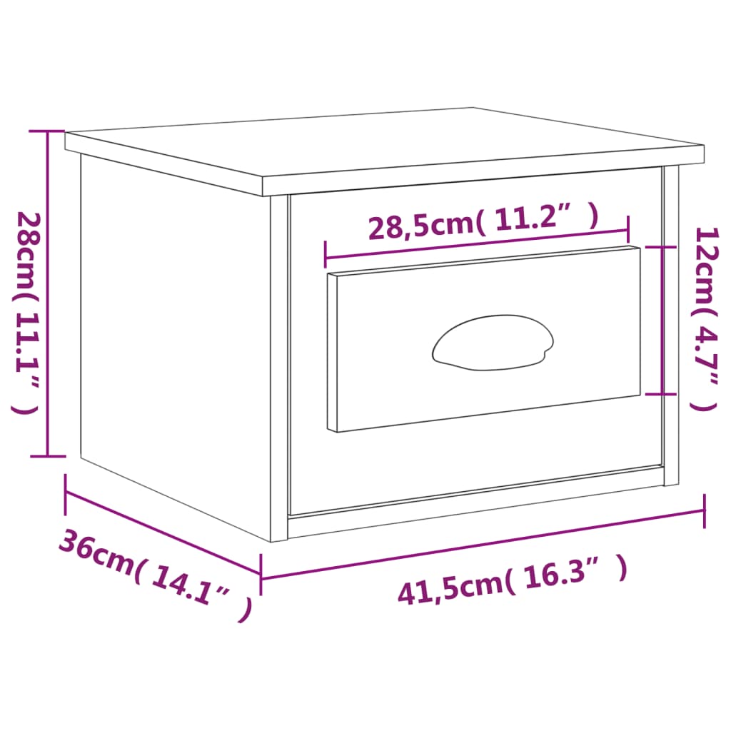 Mesita de noche de pared blanco 41,5x36x28 cm vidaXL