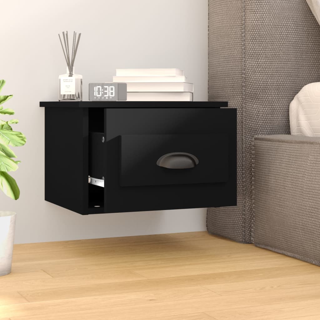 Wall night tables 2 units black 41.5x36x28 cm