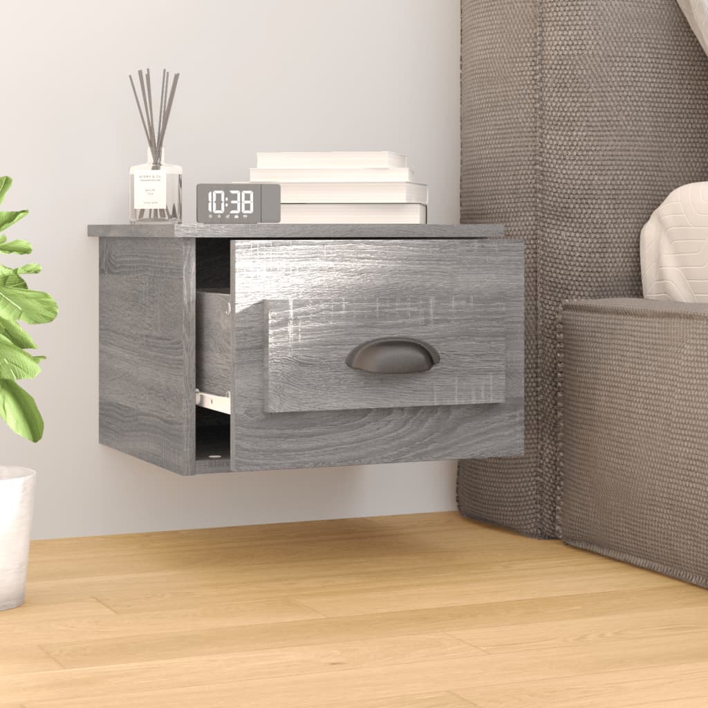 Mesitas de noche de pared 2 uds color gris Sonoma 41,5x36x28 cm - Vetonek