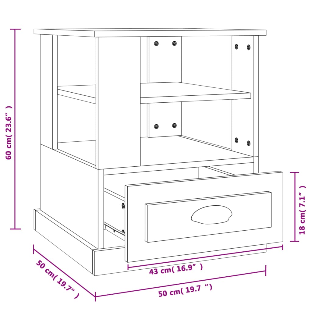 Auxiliary Auxiliary Table Ahumado Oak 50x50x60 cm