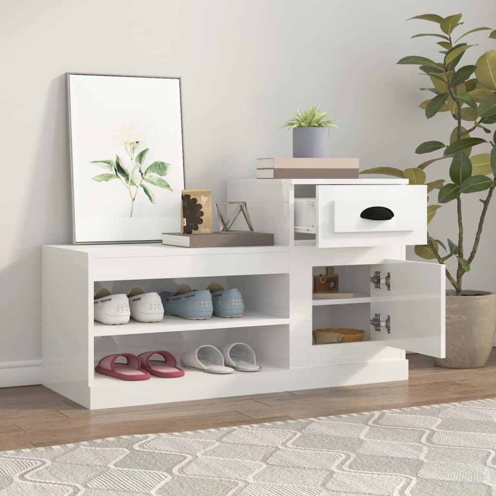 Mueble zapatero madera blanco brillo 100x42x60 cm vidaXL