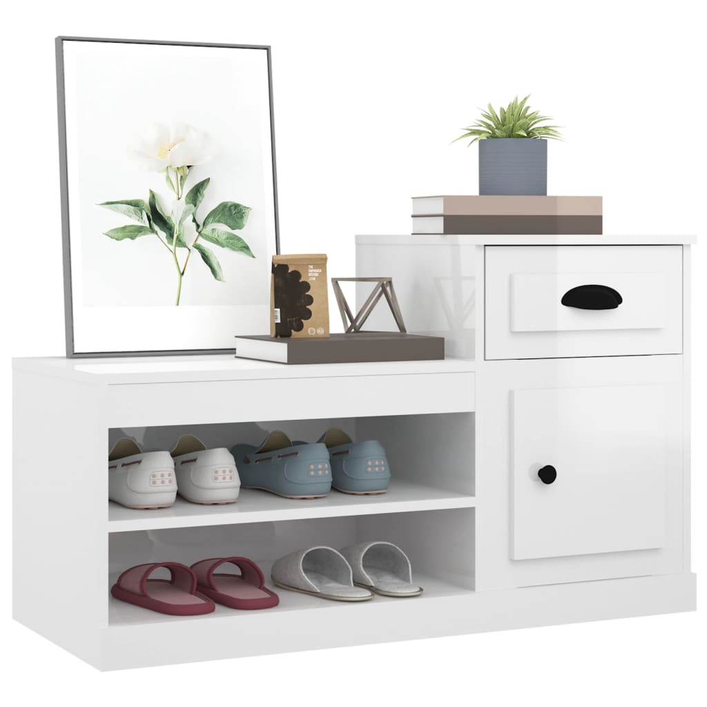 Mueble zapatero madera blanco brillo 100x42x60 cm vidaXL