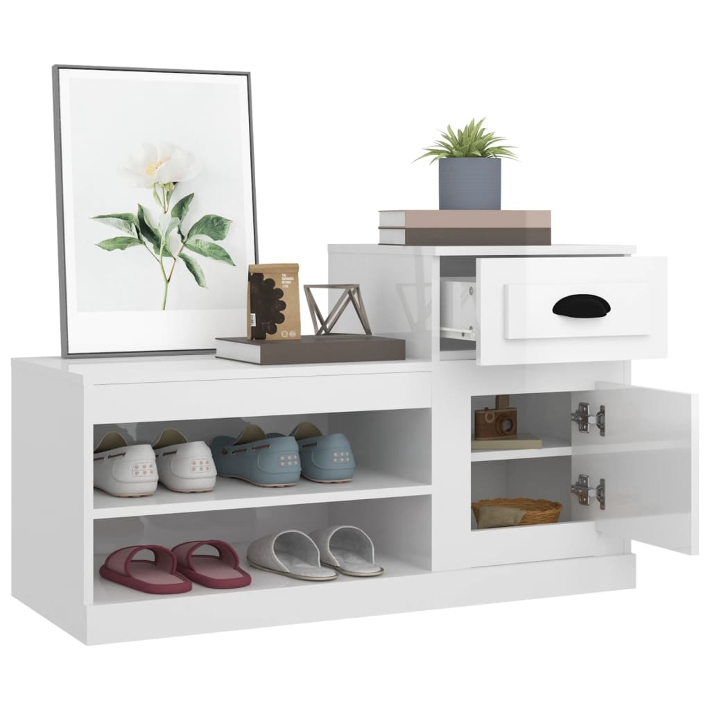 Mueble zapatero madera blanco brillo 100x42x60 cm vidaXL