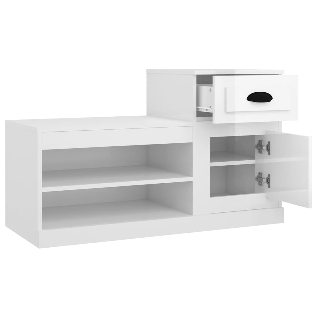 Mueble zapatero madera blanco brillo 100x42x60 cm vidaXL