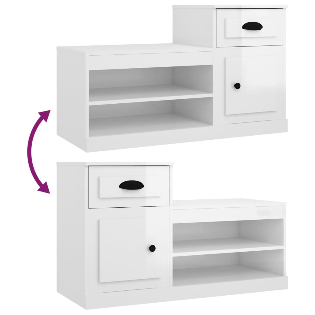 Mueble zapatero madera blanco brillo 100x42x60 cm vidaXL