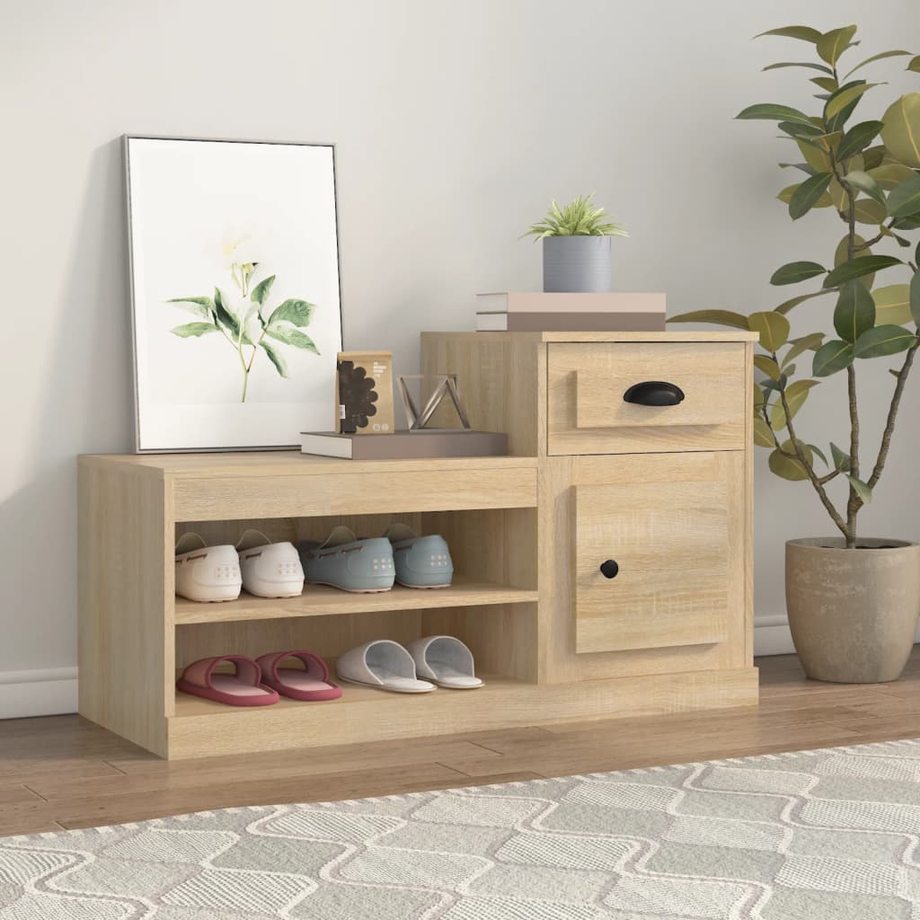 Vetonek Mueble zapatero madera contrachapada roble Sonoma 100x42x60 cm