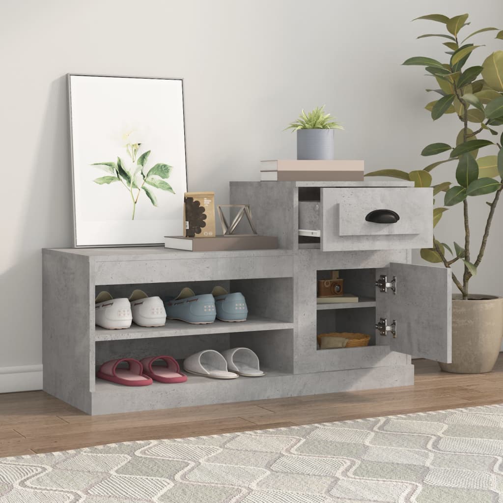 Mueble zapatero madera gris hormigón 100x42x60 cm - Vetonek