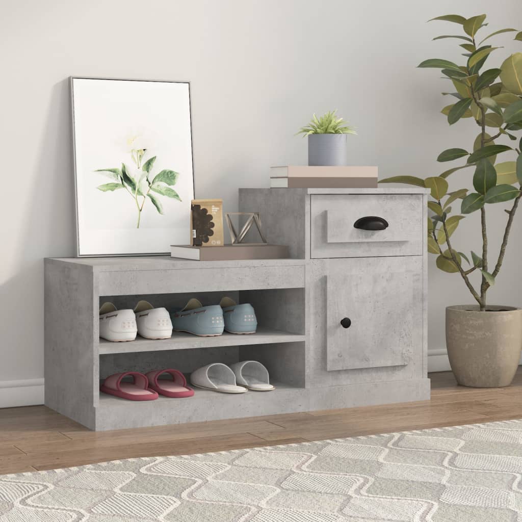 Vetonek Mueble zapatero madera contrachapada gris hormigón 100x42x60 cm