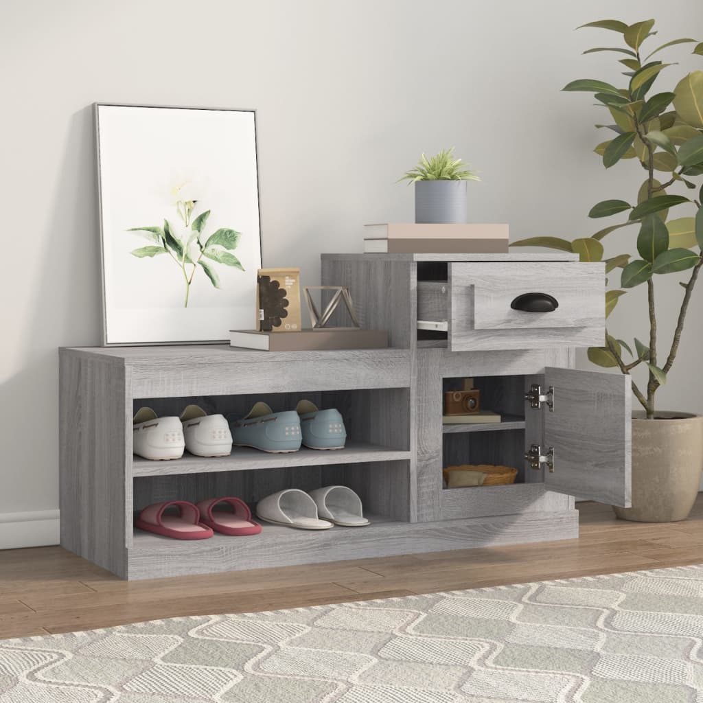 Mueble zapatero madera gris Sonoma 100x42x60 cm - Vetonek