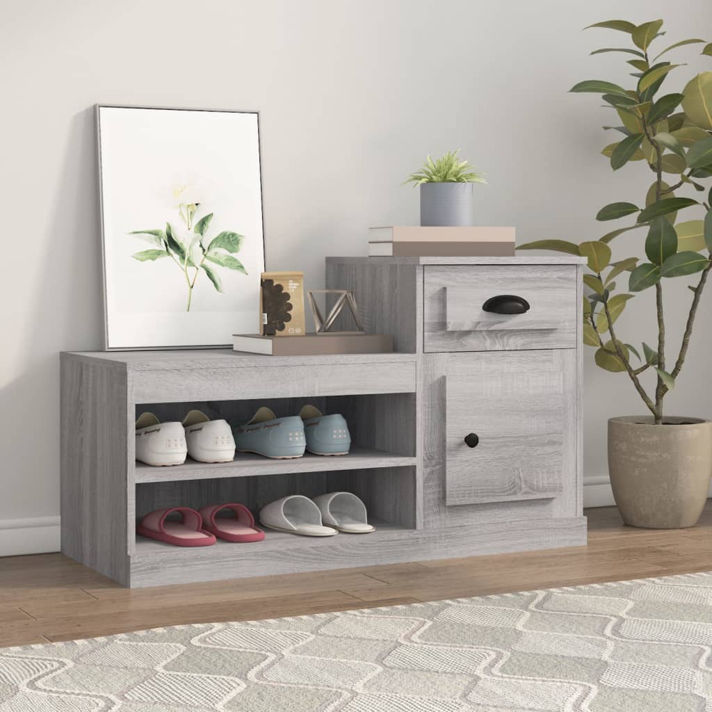 Vetonek Mueble zapatero madera contrachapada gris Sonoma 100x42x60 cm