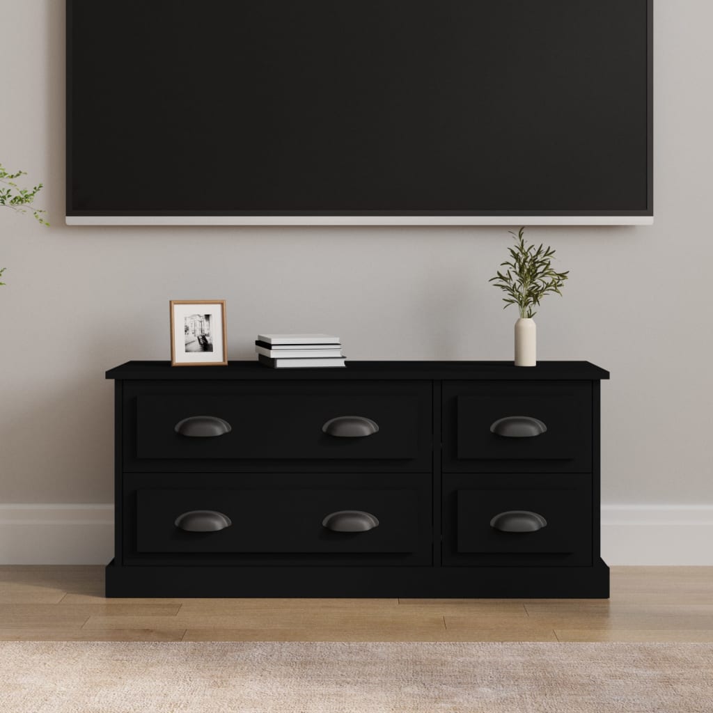 Vetonek Mueble para TV madera contrachapada negro 100x35,5x45 cm