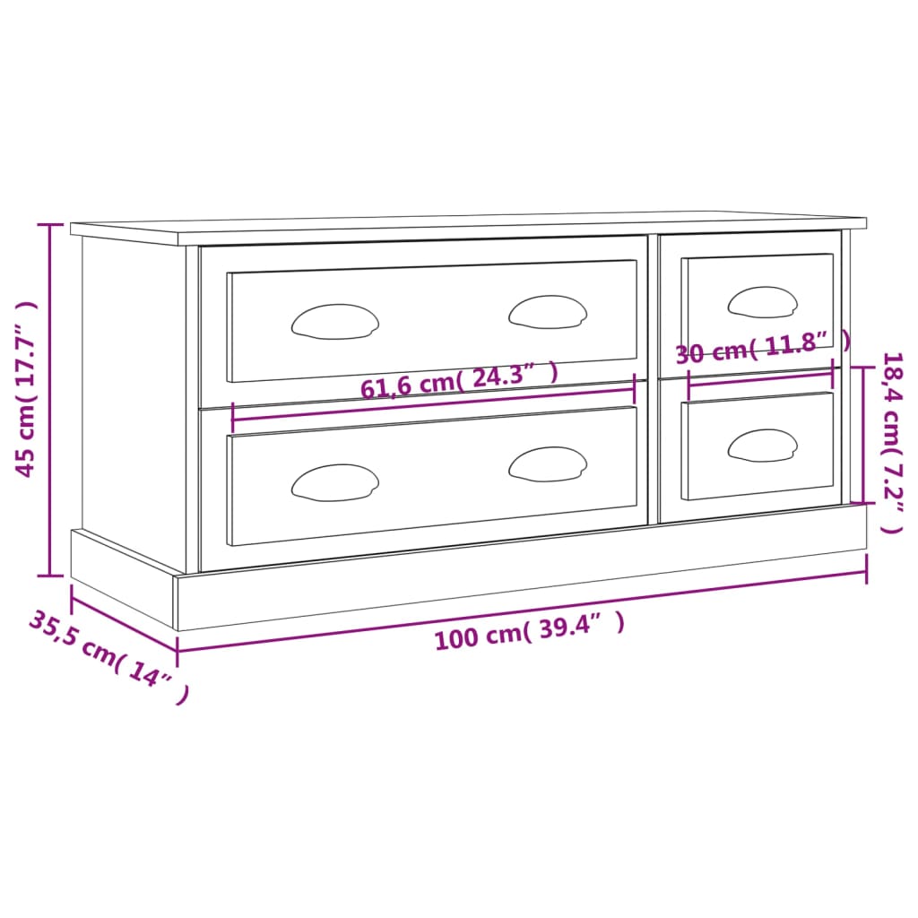 TV furniture Oak Sonoma 100x35.5x45 cm