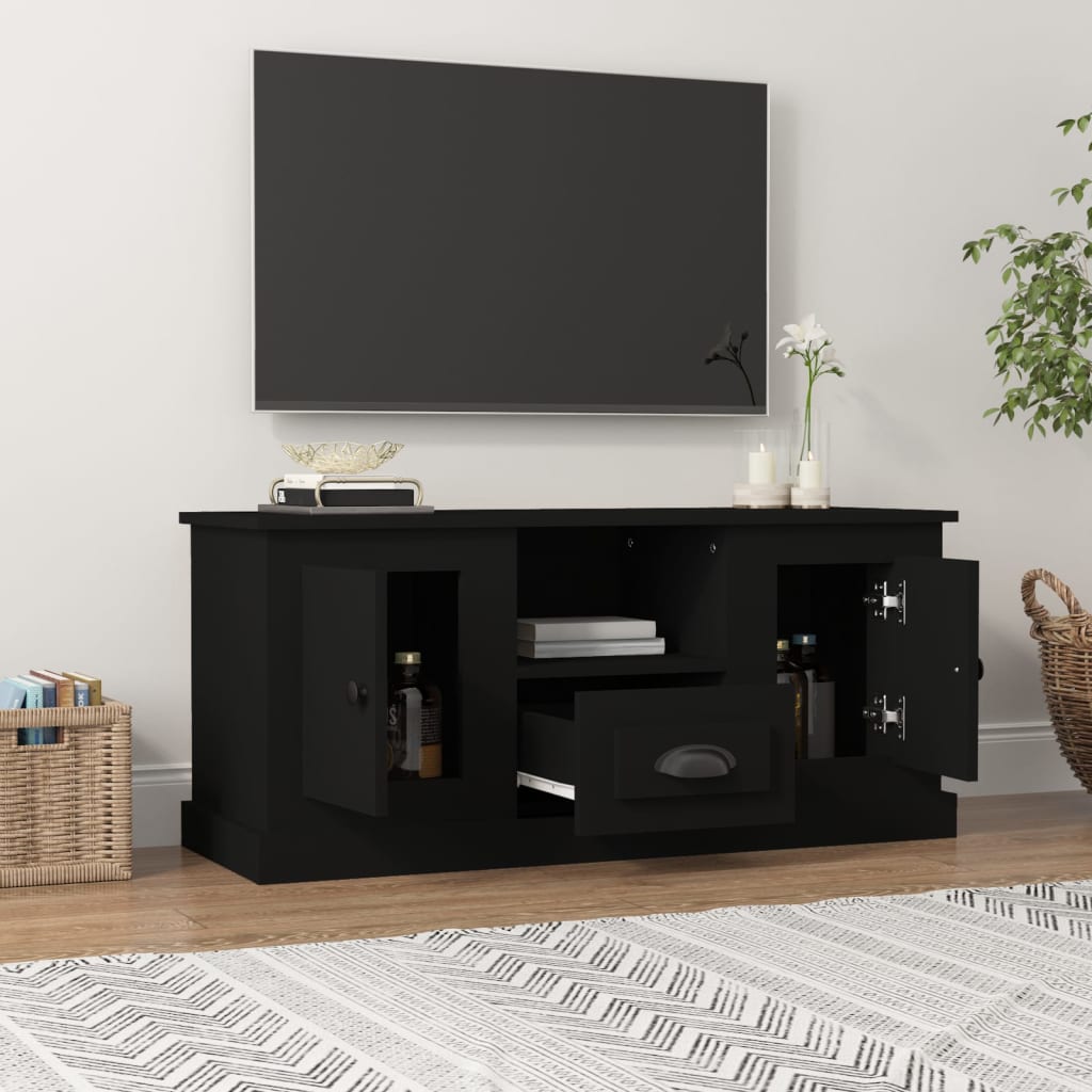 TV furniture black wood 100x35.5x45 cm