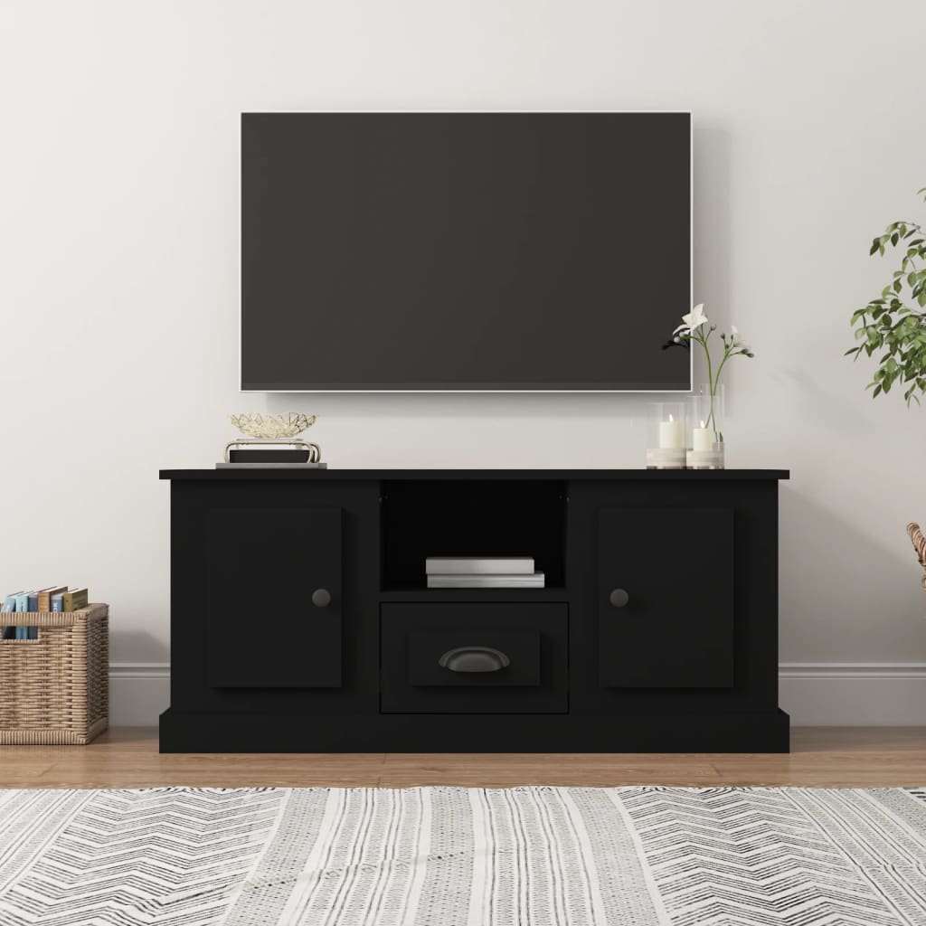 Vetonek Mueble para TV madera contrachapada negro 100x35,5x45 cm