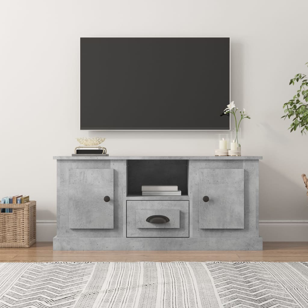 Vetonek Mueble de TV madera contrachapada gris hormigón 100x35,5x45 cm