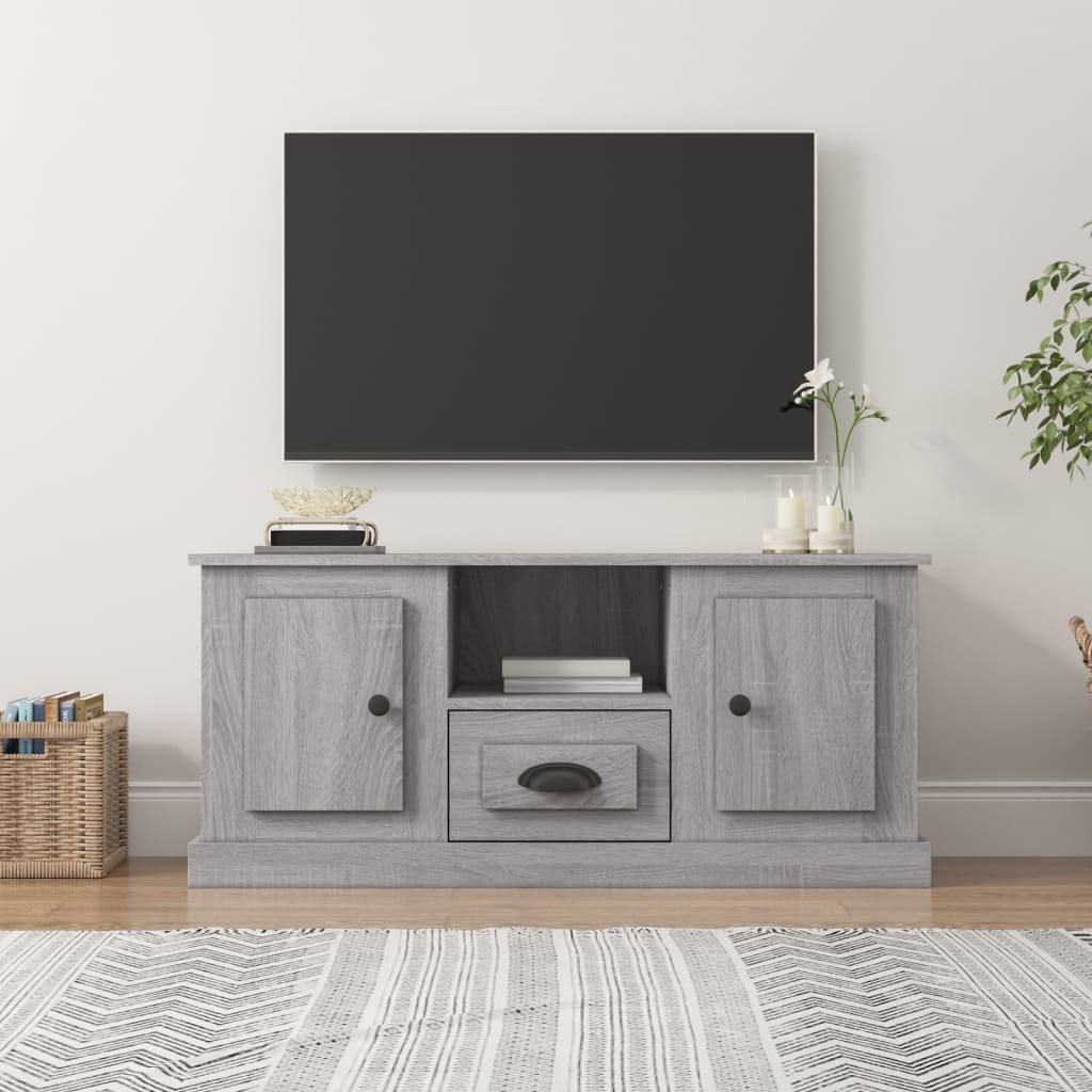 Vetonek Mueble para TV madera contrachapada gris Sonoma 100x35,5x45 cm