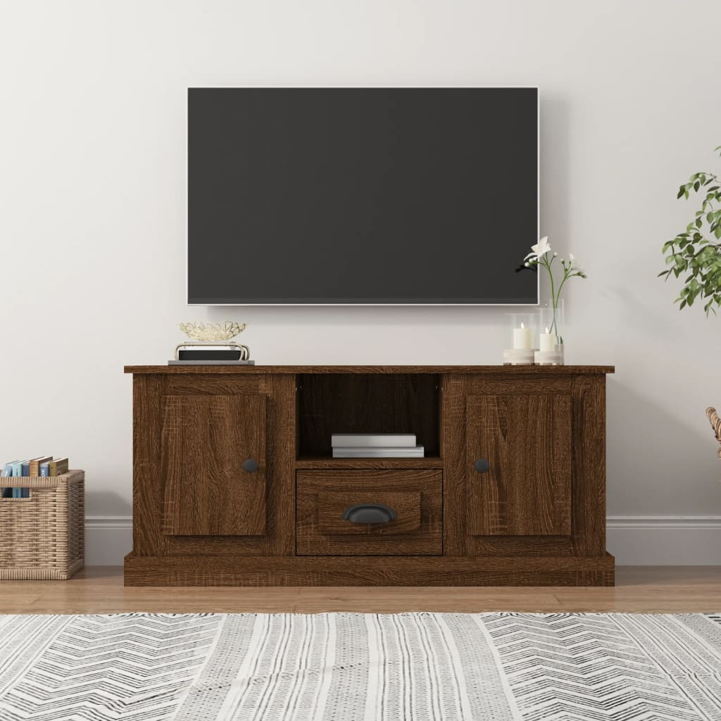 Vetonek Mueble para TV madera contrachapada marrón roble 100x35,5x45 cm