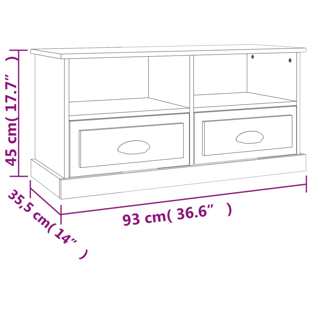 Mueble para TV madera blanco 93x35,5x45 cm vidaXL