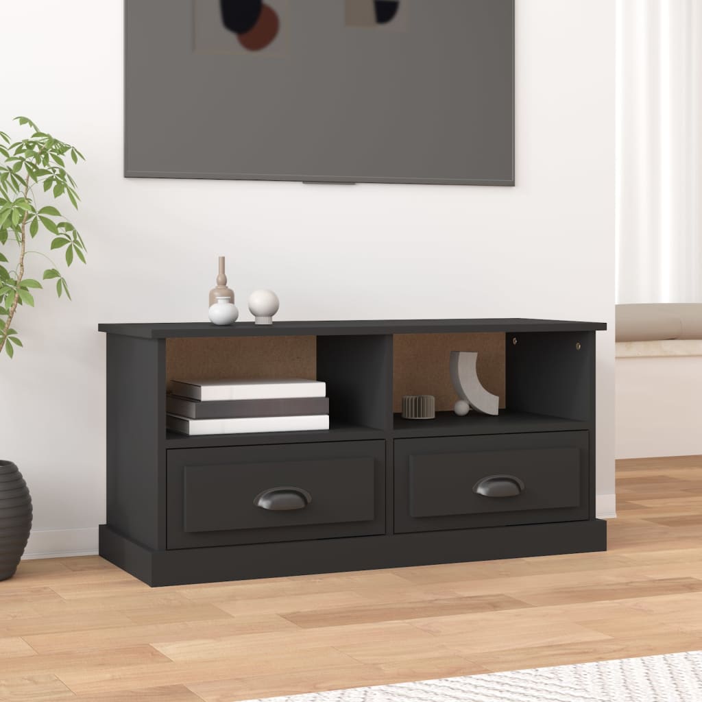 Vetonek Mueble para TV madera contrachapada negro 93x35,5x45 cm