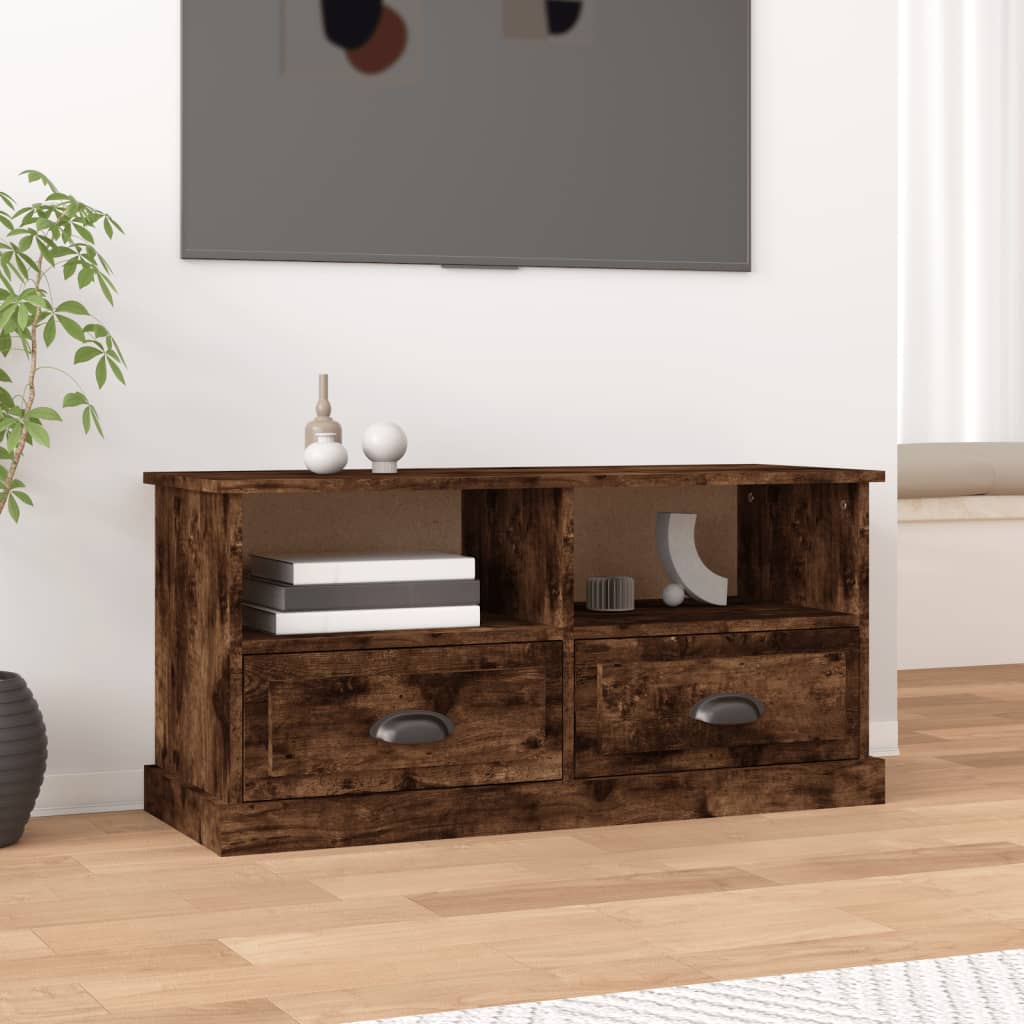 Vetonek Mueble para TV madera contrachapada roble ahumado 93x35,5x45 cm