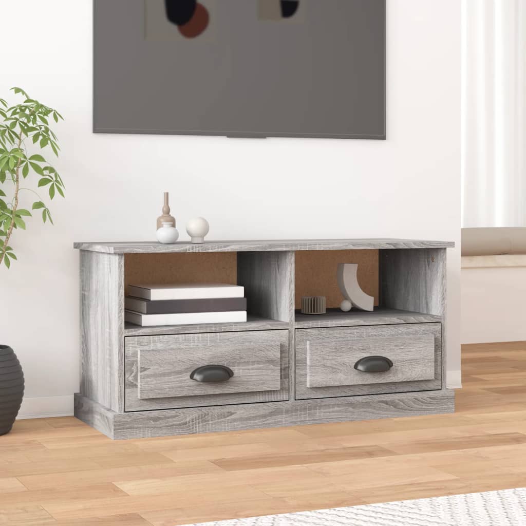 Vetonek Mueble para TV madera contrachapada gris Sonoma 93x35,5x45 cm