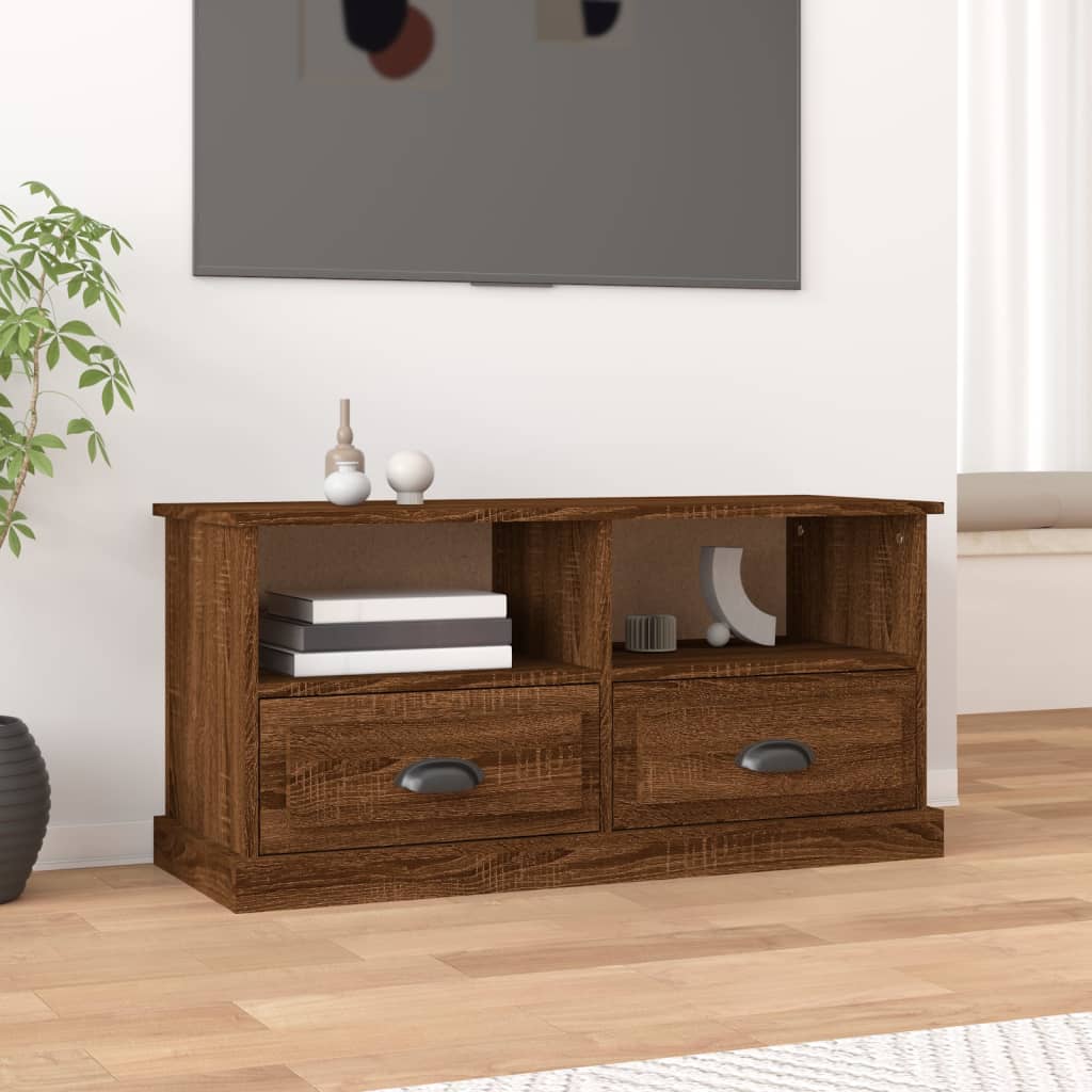 Vetonek Mueble de TV madera contrachapada marrón roble 93x35,5x45 cm 